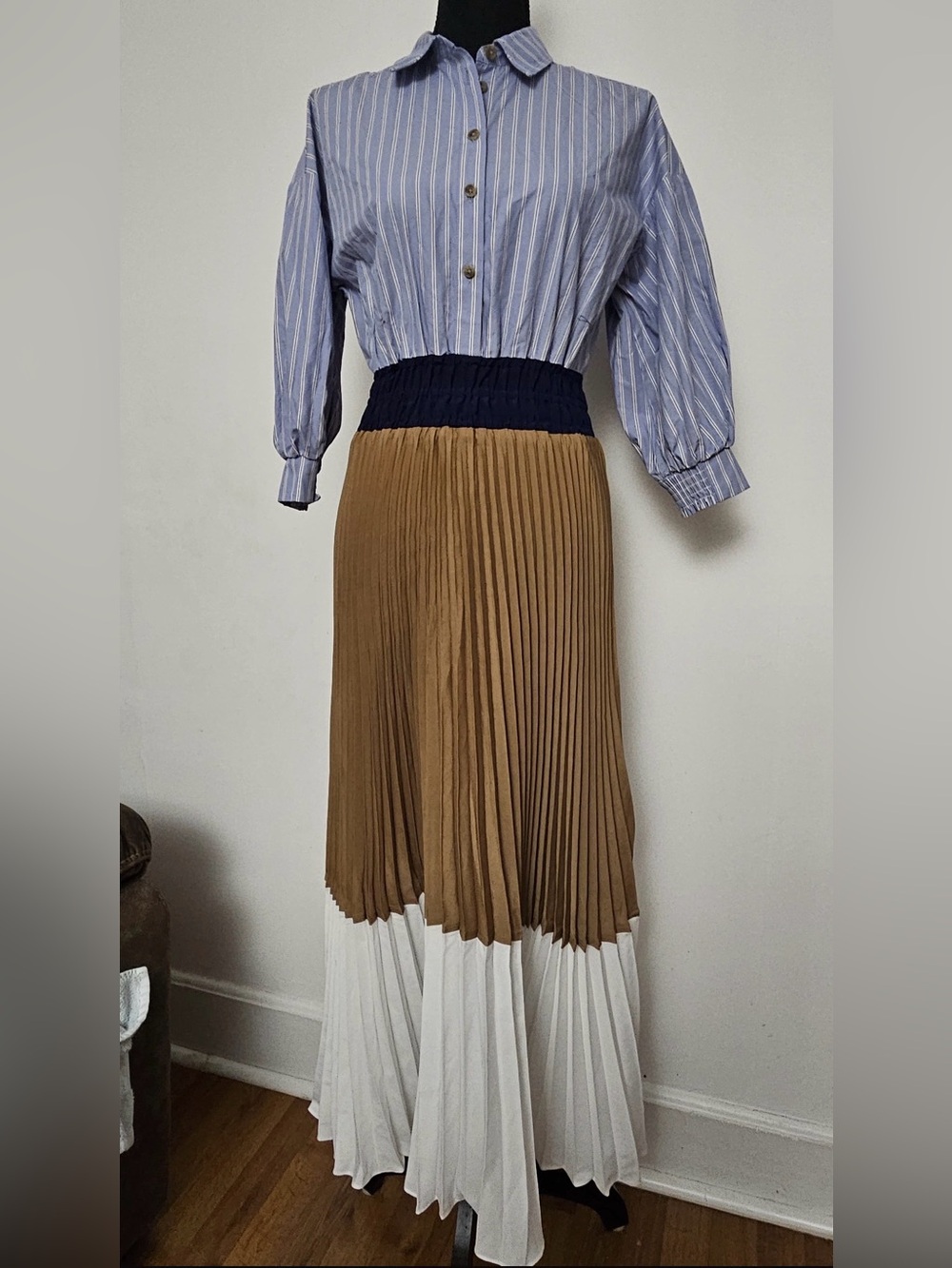 The Somerset Colorblock Pleated Twofer Maxi Dress - Picture 7 of 7